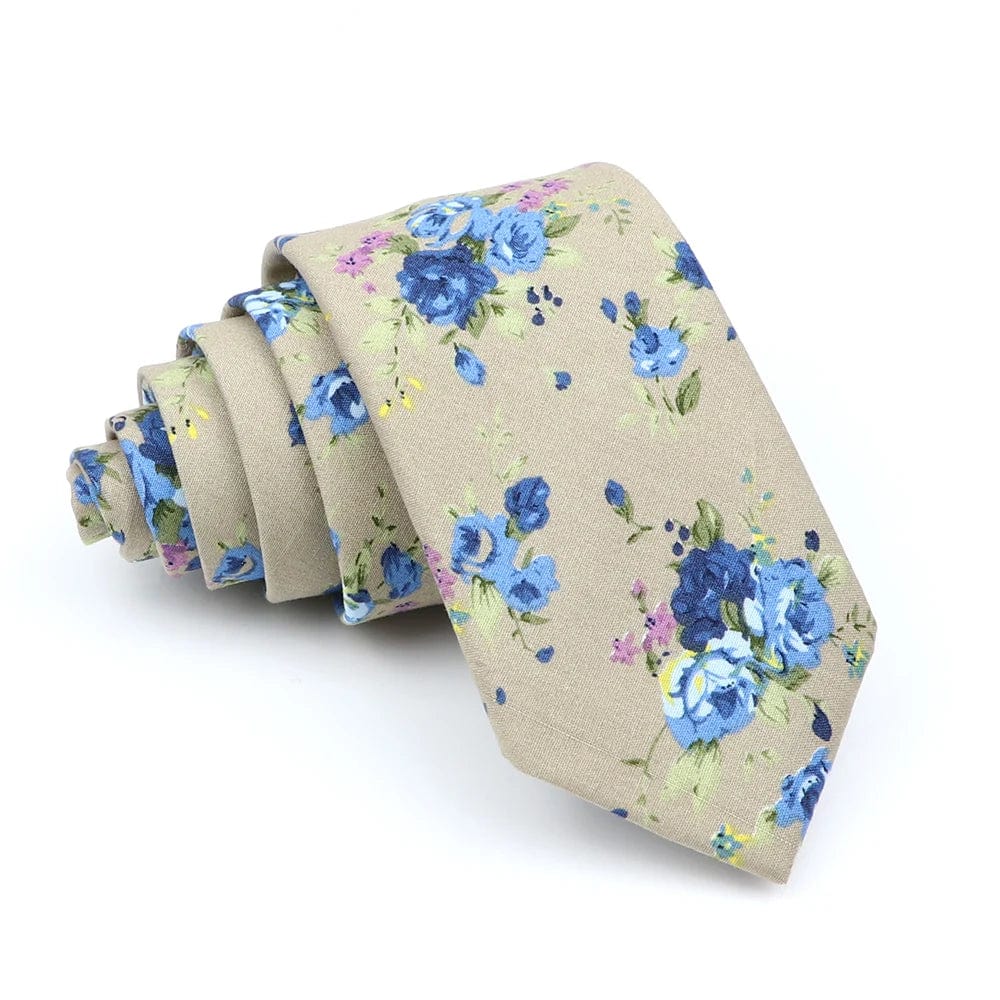 ZONFAZ Cotton Floral Ties For Men Women Skinny Flower Necktie