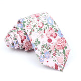 ZONFAZ Cotton Floral Ties For Men Women Skinny Flower Necktie