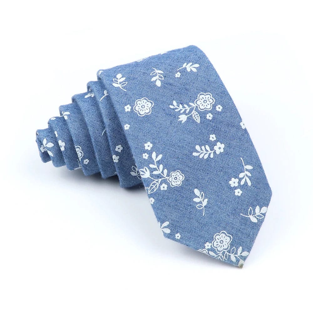 ZONFAZ Cotton Floral Ties For Men Women Skinny Flower Necktie