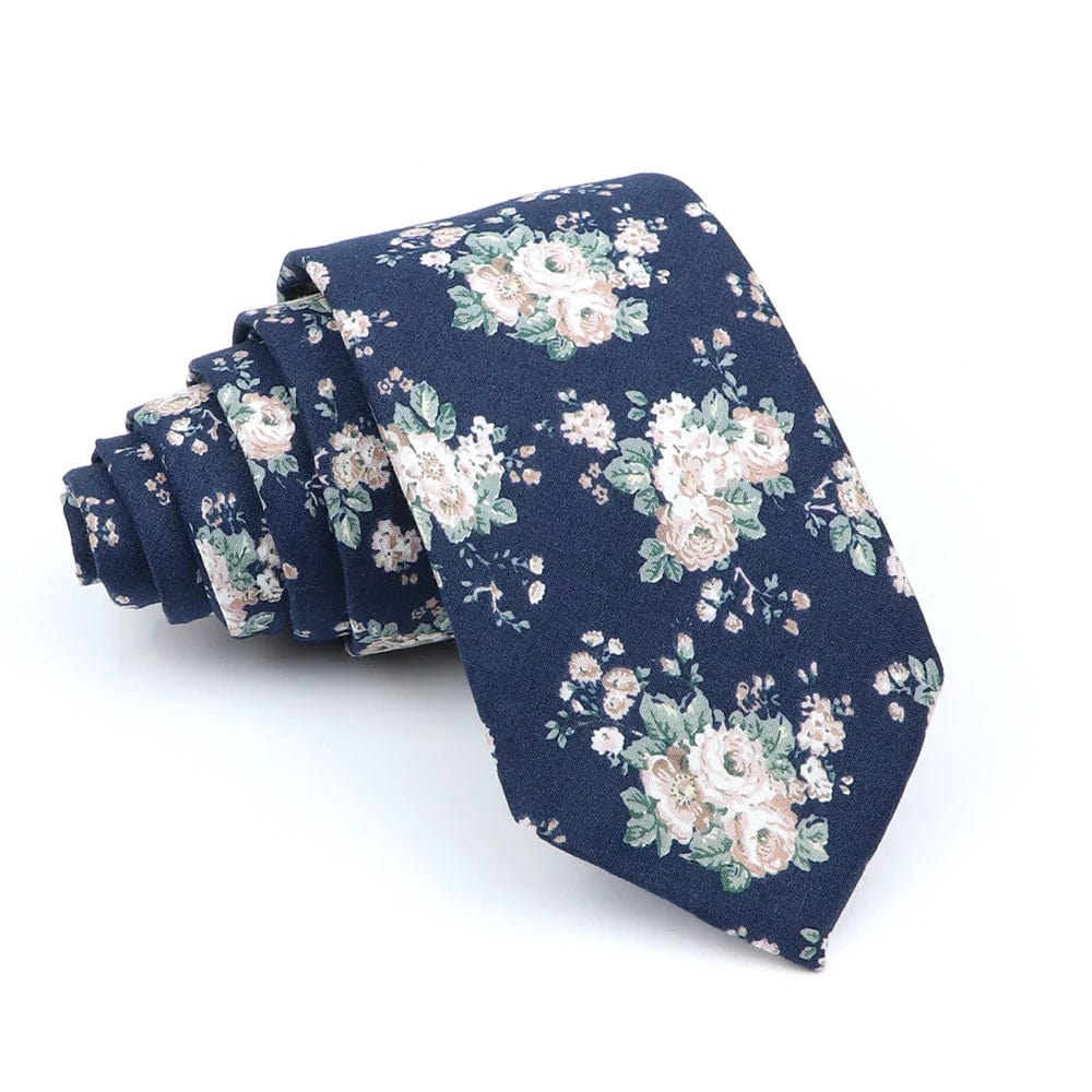 ZONFAZ Cotton Floral Ties For Men Women Skinny Flower Necktie