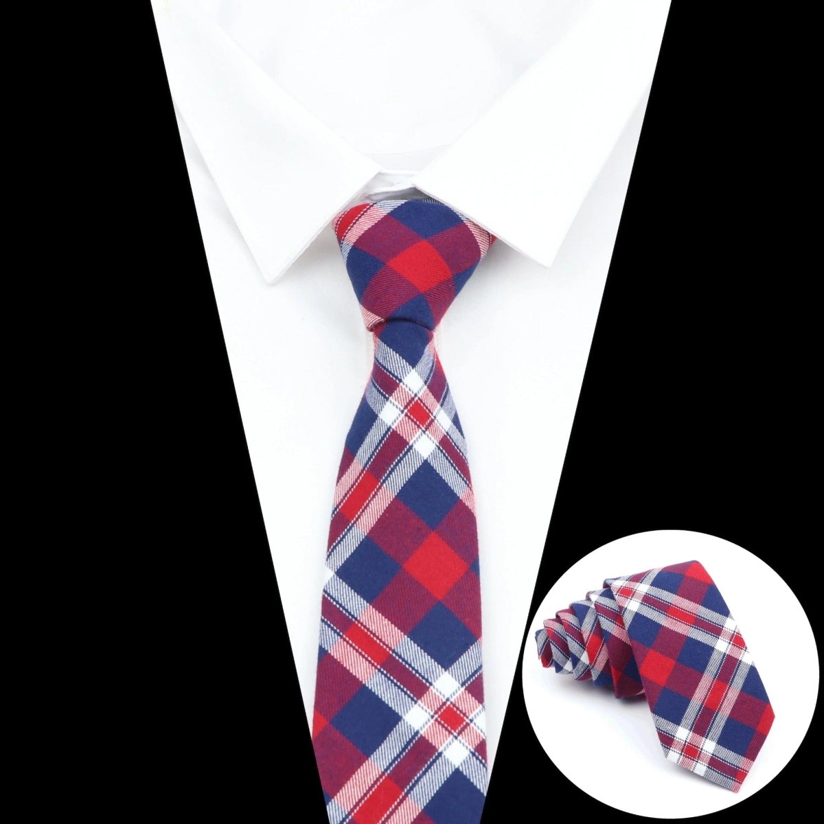 ZONFAZ Cotton Plaid Striped Skinny Neckties