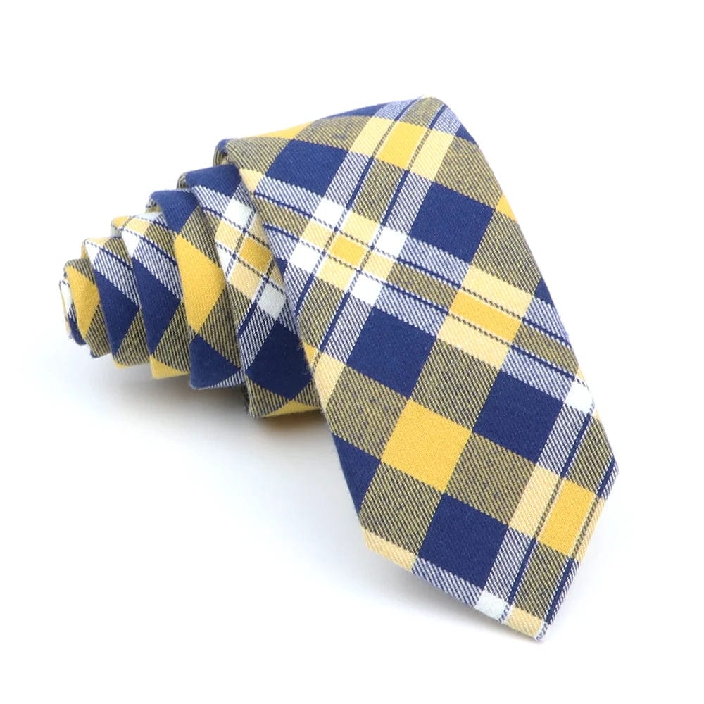 ZONFAZ Cotton Plaid Striped Skinny Neckties