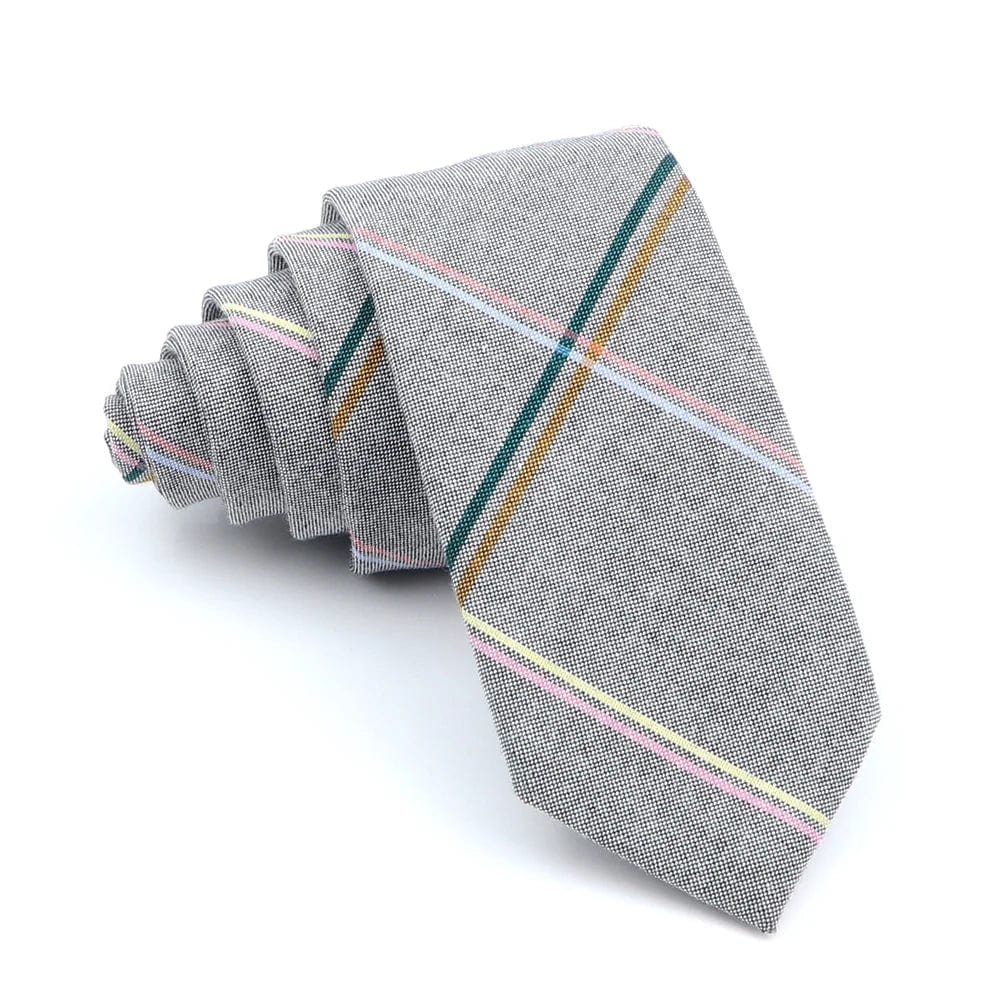 ZONFAZ Cotton Plaid Striped Skinny Neckties