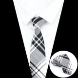 ZONFAZ Cotton Plaid Striped Skinny Neckties