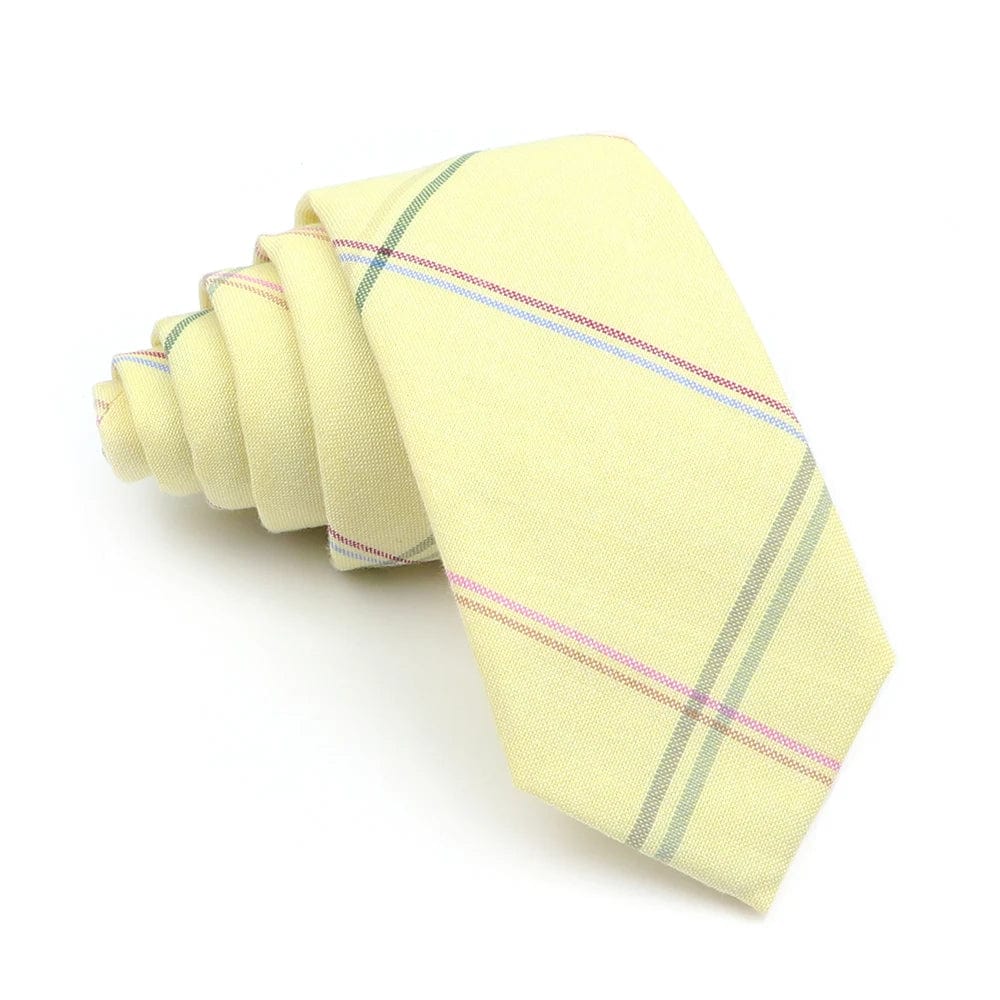 ZONFAZ Cotton Plaid Striped Skinny Neckties