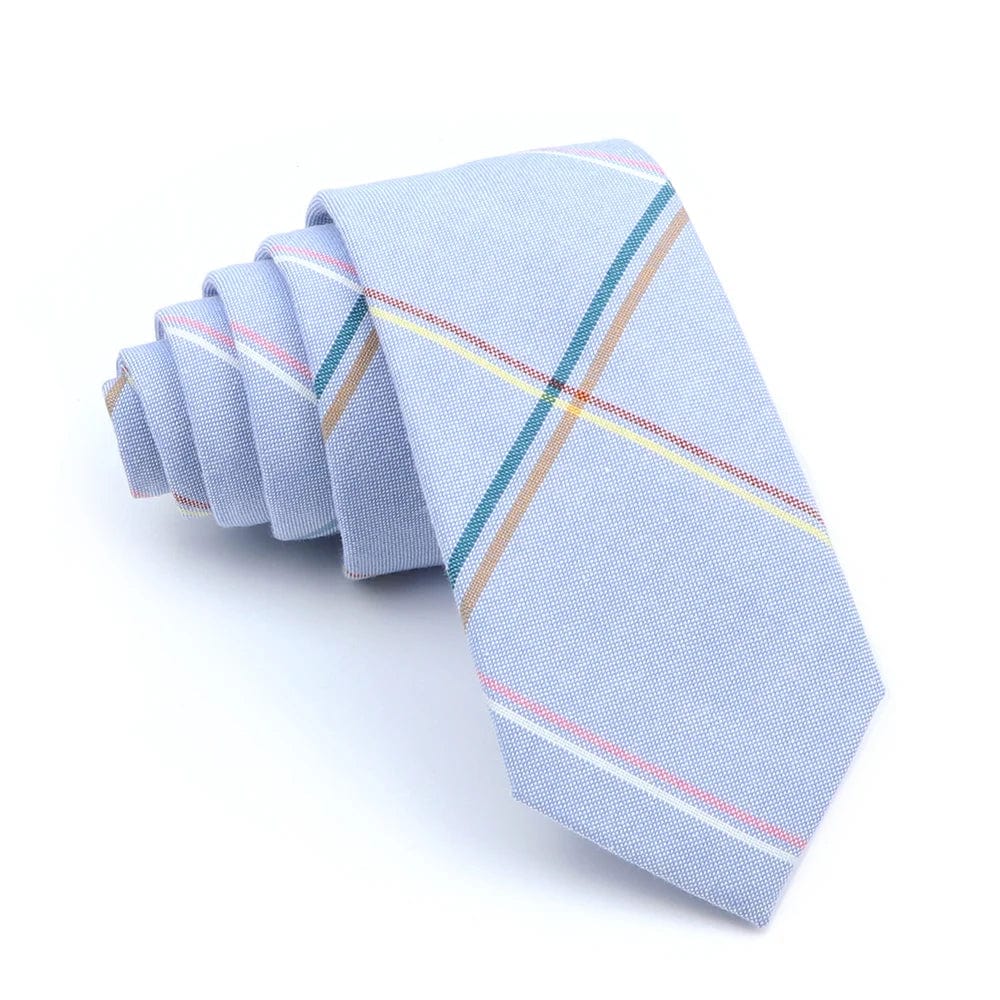 ZONFAZ Cotton Plaid Striped Skinny Neckties