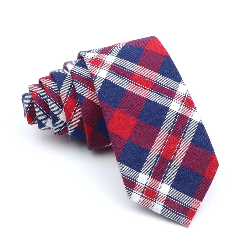 ZONFAZ Cotton Plaid Striped Skinny Neckties