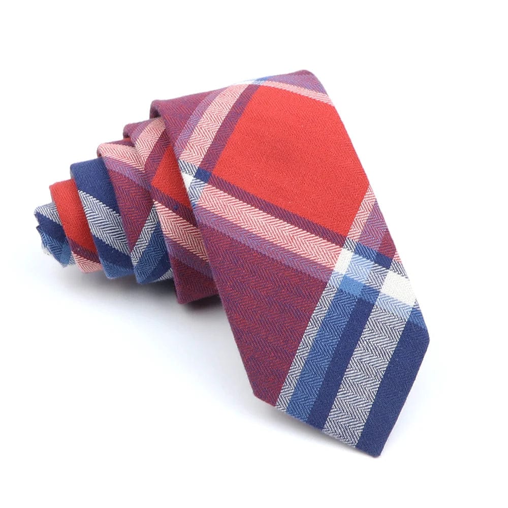 ZONFAZ Cotton Plaid Striped Skinny Neckties