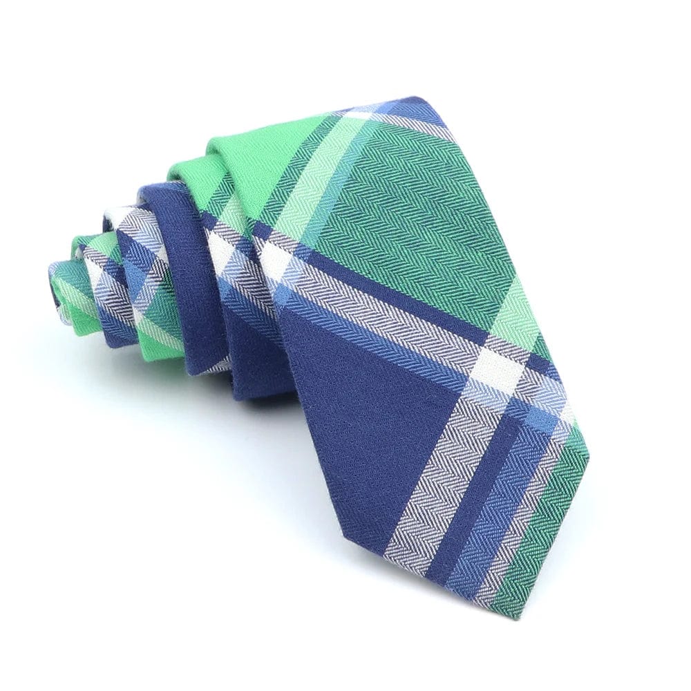 ZONFAZ Cotton Plaid Striped Skinny Neckties