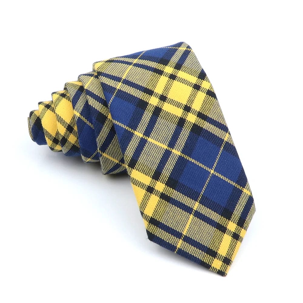 ZONFAZ Cotton Plaid Striped Skinny Neckties