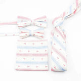 ZONFAZ Cute Cartoon Linen Tie Bowtie Pocket Square Set 4pcs Family Suit