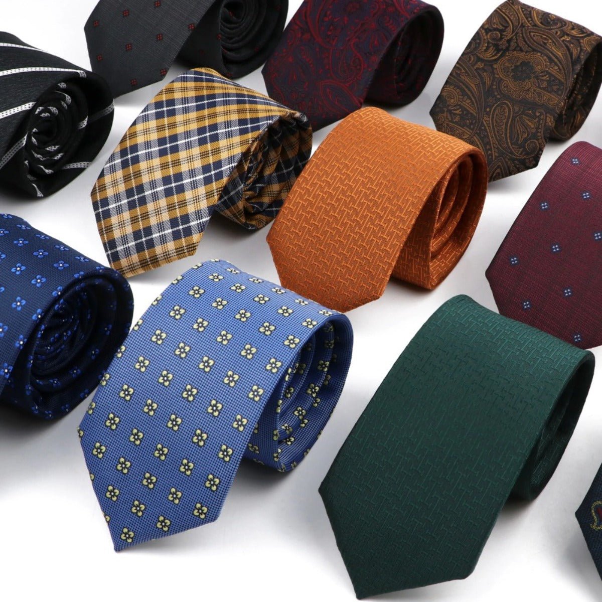 ZONFAZ Fashion Jacquard Paisley Striped Silk Neckties For Men Formal Business Party Skinny Ties