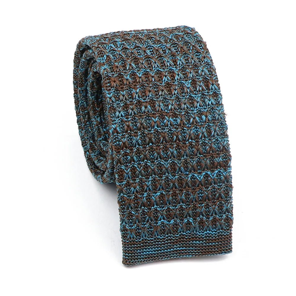 ZONFAZ Fashion Leisure Knitted Ties for Men Colourful Striped Woven Skinny Knit Neckties