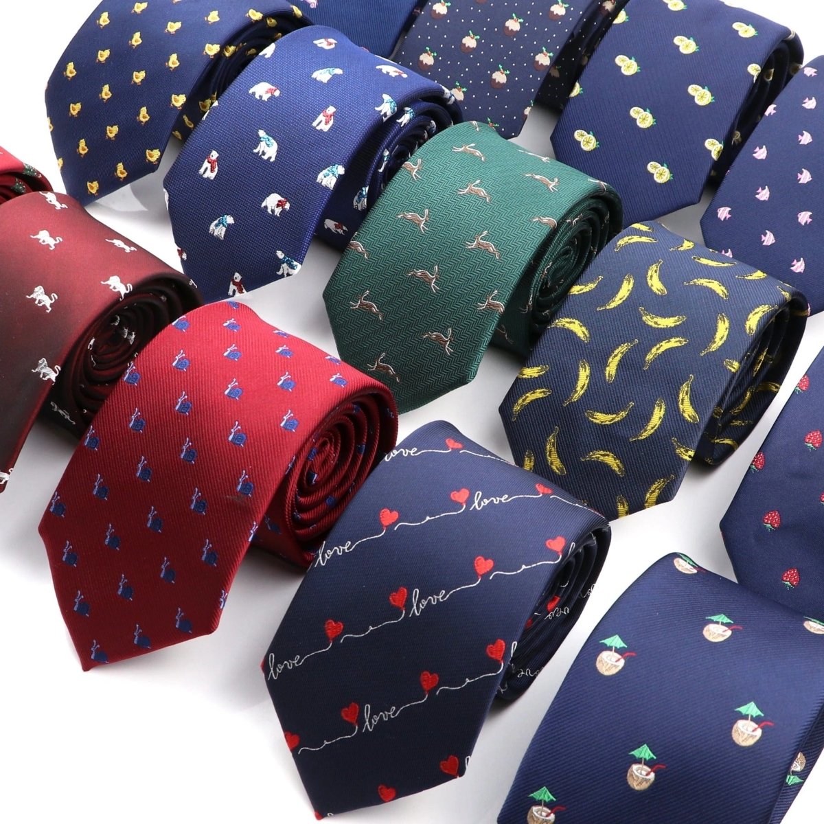 ZONFAZ Fashion Men's Animal Fruit Patten Silk Ties