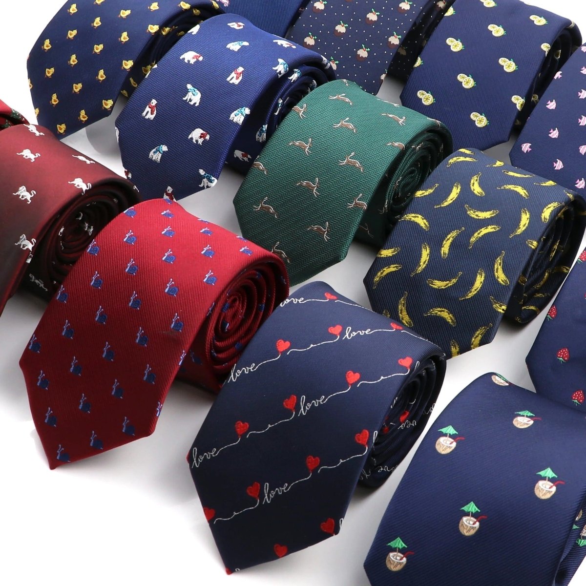 ZONFAZ Fashion Men's Animal Fruit Patten Silk Ties