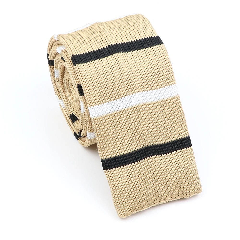 ZONFAZ Fashion Men's Colourful Knitted Tie Skinny Striped Knit Necktie