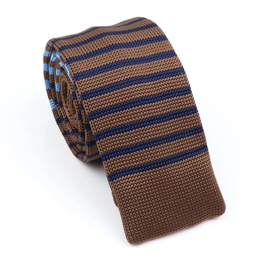 ZONFAZ Fashion Men's Colourful Knitted Tie Skinny Striped Knit Necktie