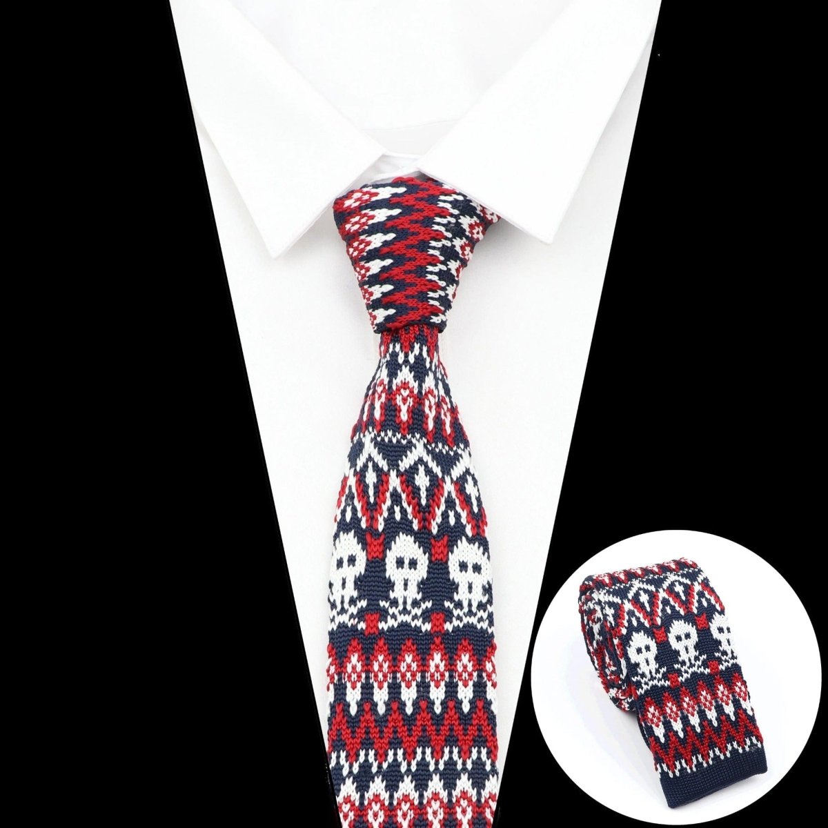 ZONFAZ Fashion Men's Colourful Knitted Tie Skinny Striped Knit Necktie