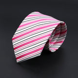 ZONFAZ Fashion Pink Silk Neckties for Men Women Skinny Classic Striped Ties For Wedding Party Formal Neck Accessories