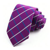 ZONFAZ Fashion Purple Striped Necktie 7cm Skinny Business Silk Tie