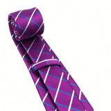 ZONFAZ Fashion Purple Striped Necktie 7cm Skinny Business Silk Tie