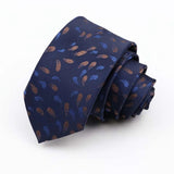 ZONFAZ Fashion Silk Necktie For Men Business Formal Jacquard Striped Skinny Tie