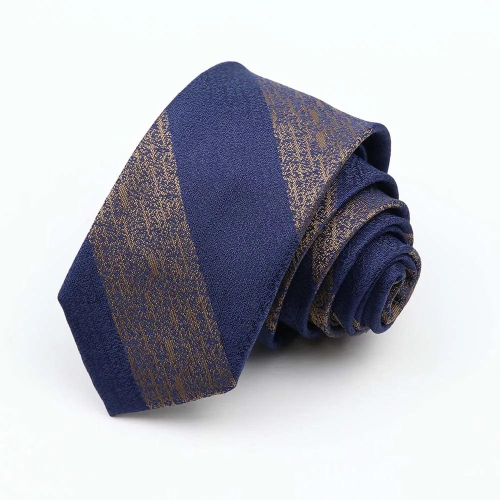 ZONFAZ Fashion Silk Necktie For Men Business Formal Jacquard Striped Skinny Tie