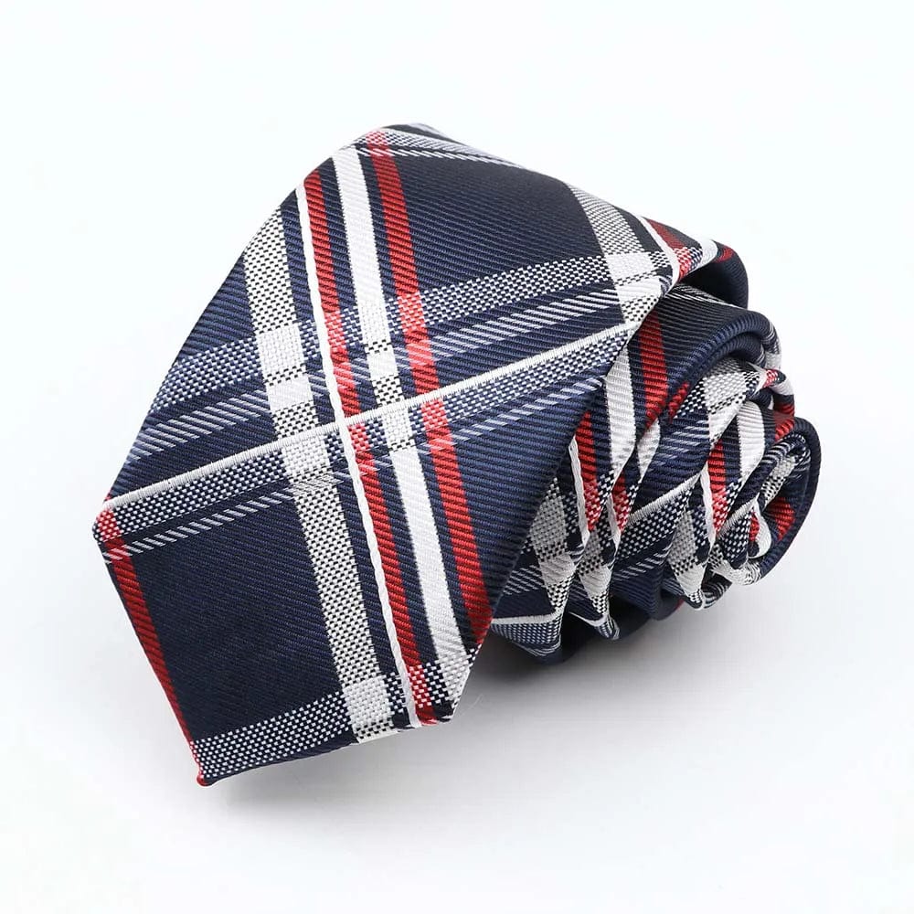 ZONFAZ Fashion Silk Necktie For Men Business Formal Jacquard Striped Skinny Tie