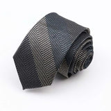 ZONFAZ Fashion Silk Necktie For Men Business Formal Jacquard Striped Skinny Tie