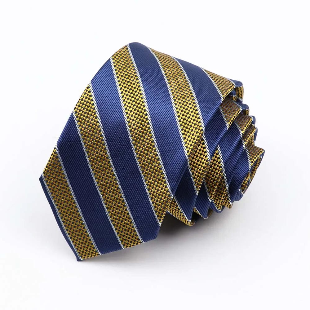 ZONFAZ Fashion Silk Necktie For Men Business Formal Jacquard Striped Skinny Tie