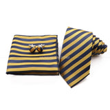 ZONFAZ Fashion Striped Silk Tie Hankerchief Cufflink Three - piece Set