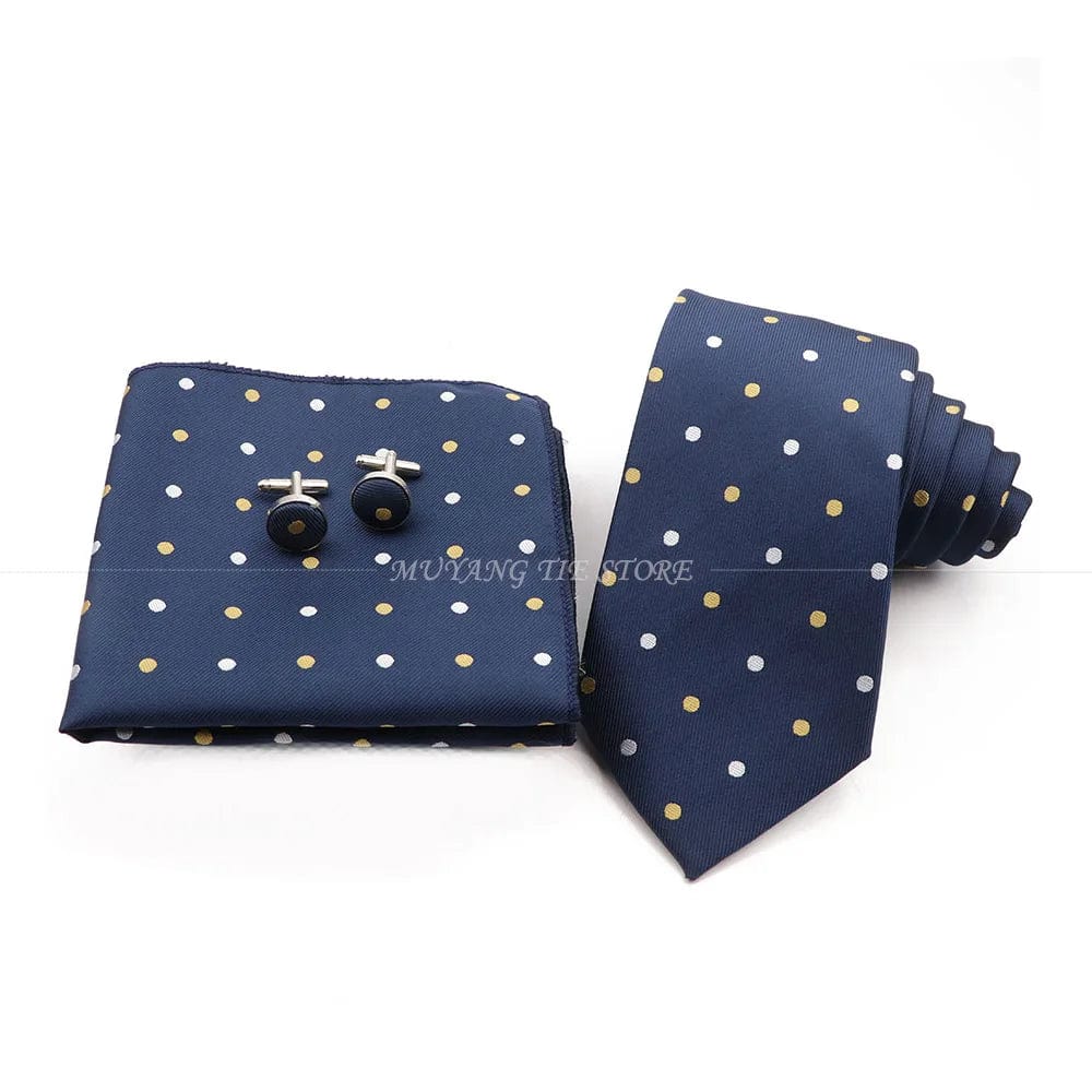 ZONFAZ Fashion Striped Silk Tie Hankerchief Cufflink Three - piece Set