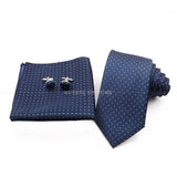 ZONFAZ Fashion Striped Silk Tie Hankerchief Cufflink Three - piece Set