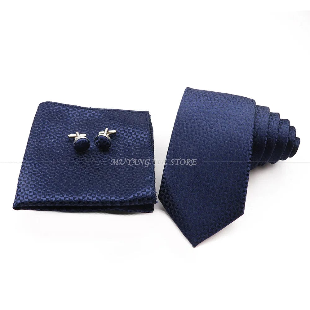 ZONFAZ Fashion Striped Silk Tie Hankerchief Cufflink Three - piece Set