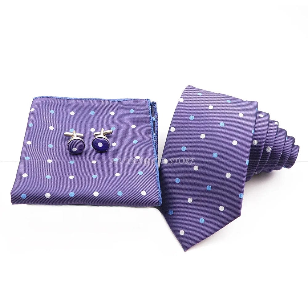 ZONFAZ Fashion Striped Silk Tie Hankerchief Cufflink Three - piece Set