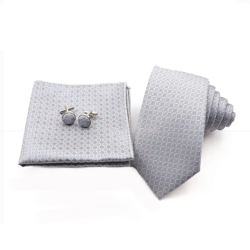 ZONFAZ Fashion Striped Silk Tie Hankerchief Cufflink Three - piece Set