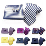 ZONFAZ Fashion Striped Silk Tie Hankerchief Cufflink Three - piece Set