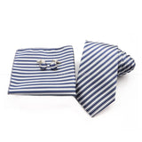 ZONFAZ Fashion Striped Silk Tie Hankerchief Cufflink Three - piece Set