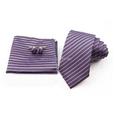 ZONFAZ Fashion Striped Silk Tie Hankerchief Cufflink Three - piece Set