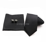 ZONFAZ Fashion Striped Silk Tie Hankerchief Cufflink Three - piece Set