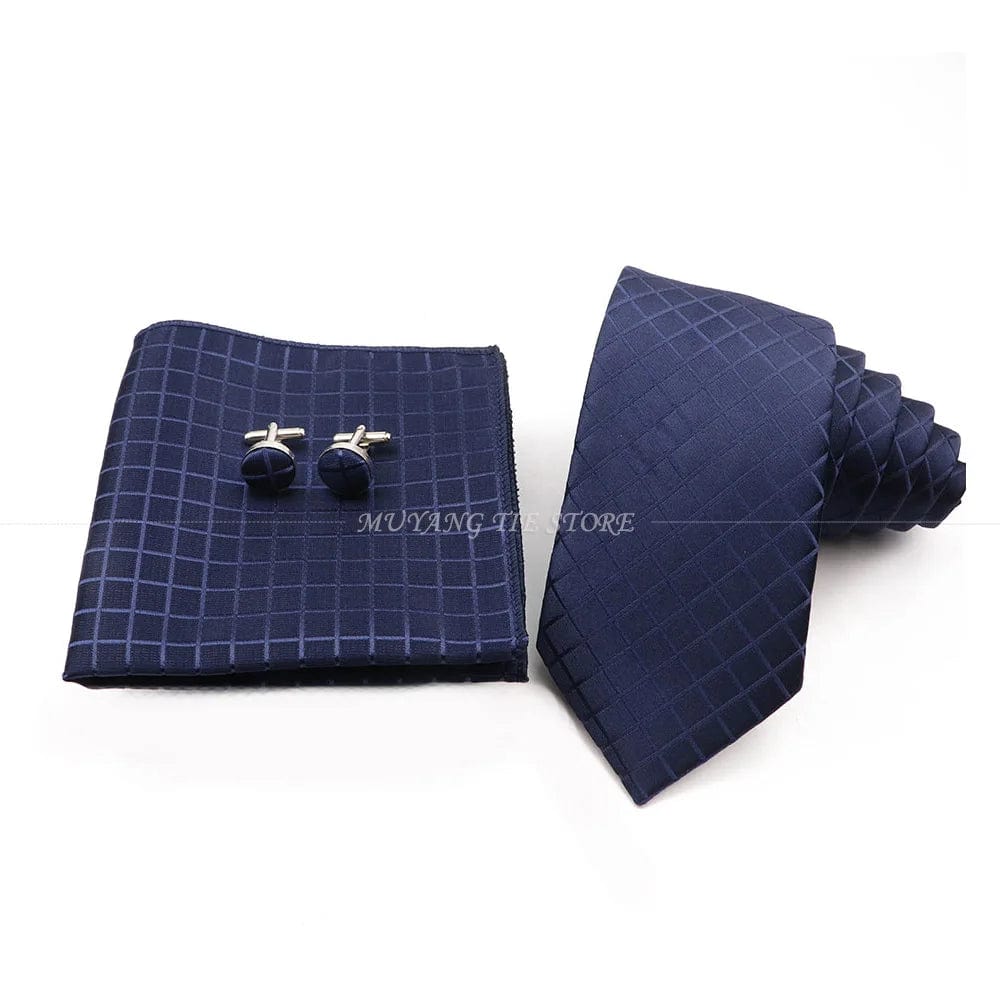 ZONFAZ Fashion Striped Silk Tie Hankerchief Cufflink Three - piece Set