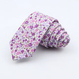 ZONFAZ Floral Cotton Tie for Men Skinny Wedding Flower Printed Necktie