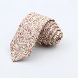 ZONFAZ Floral Cotton Tie for Men Skinny Wedding Flower Printed Necktie