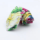 ZONFAZ Floral Cotton Tie for Men Skinny Wedding Flower Printed Necktie