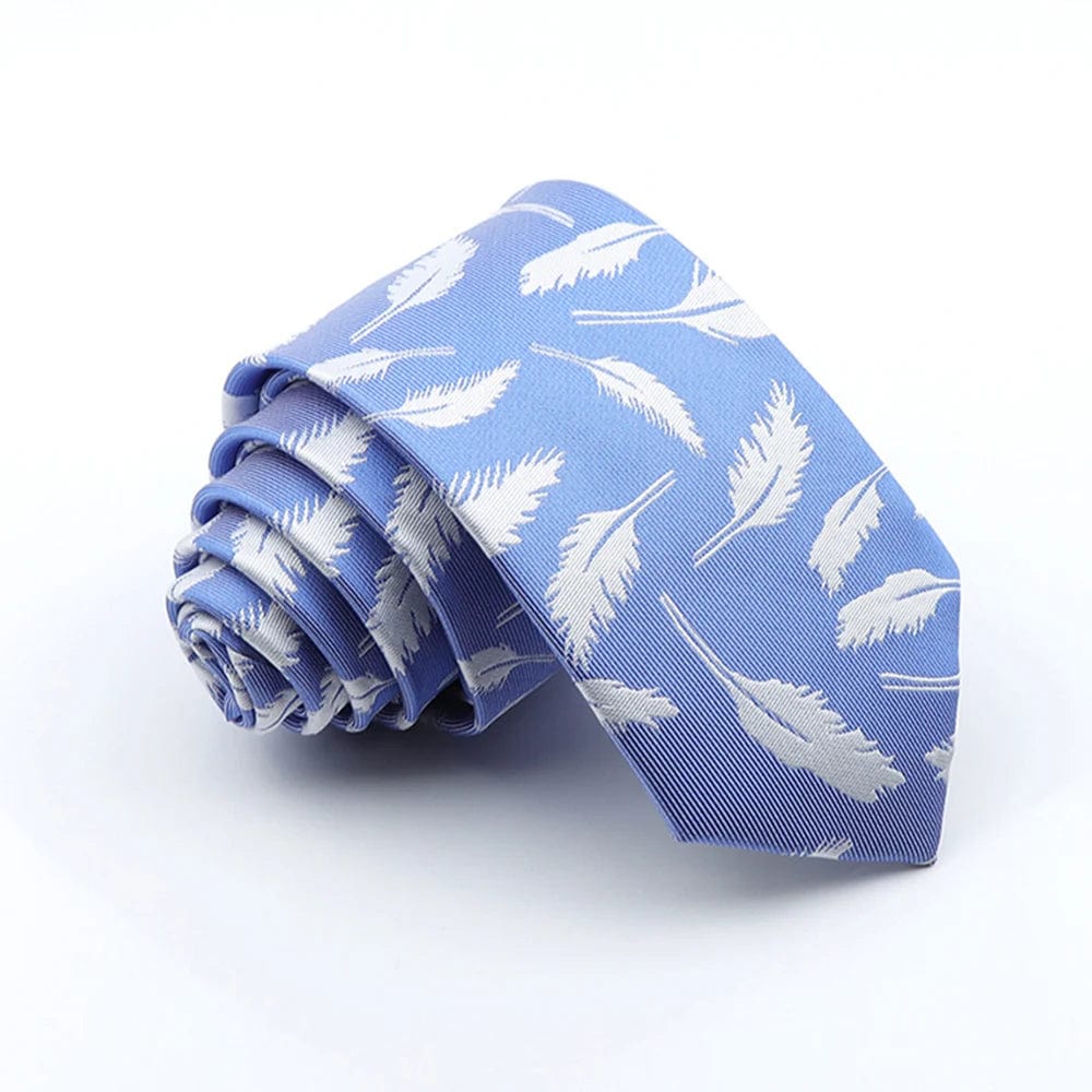 ZONFAZ Floral Feather Luxury Silk Neckties 7cm Width