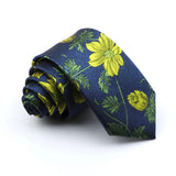 ZONFAZ Floral Feather Luxury Silk Neckties 7cm Width