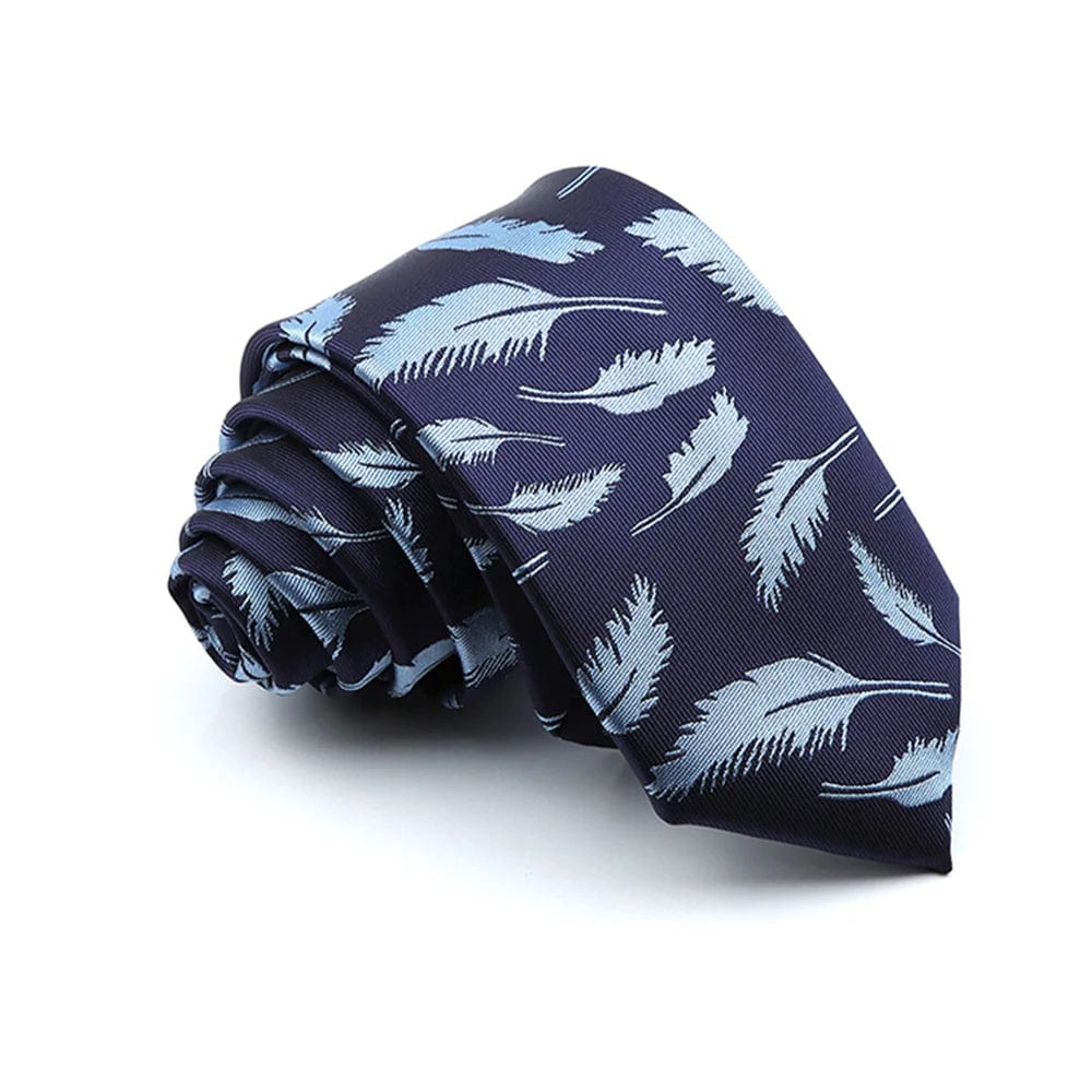 ZONFAZ Floral Feather Luxury Silk Neckties 7cm Width