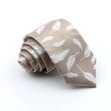 ZONFAZ Floral Feather Luxury Silk Neckties 7cm Width