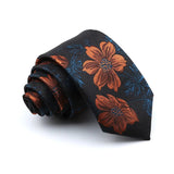 ZONFAZ Floral Feather Luxury Silk Neckties 7cm Width