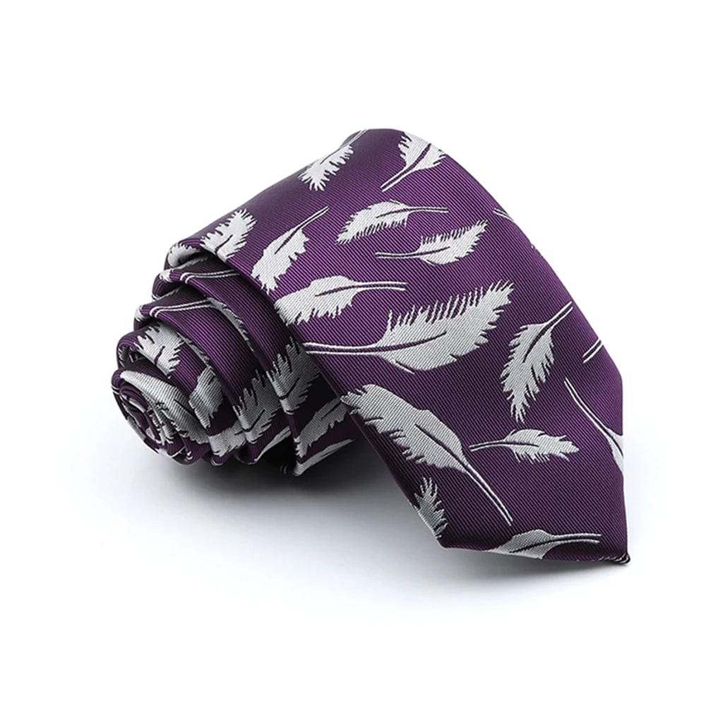 ZONFAZ Floral Feather Luxury Silk Neckties 7cm Width